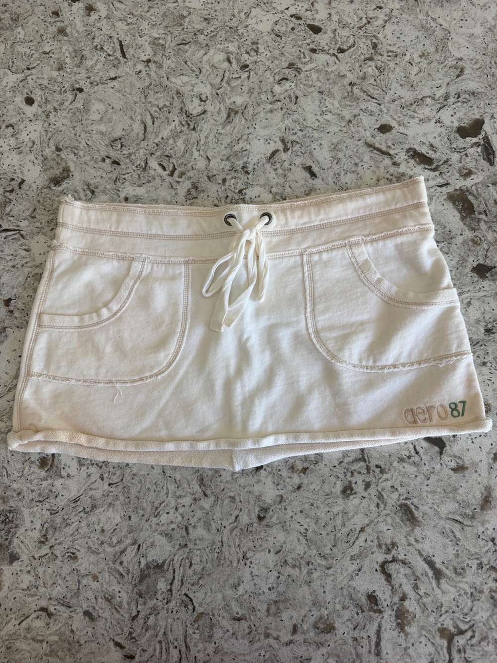 Aeropostale Cream Mini Skirt with Drawstring